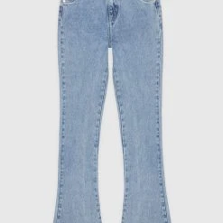 Woman Denim Mid Rise Flared Jeans - Mid Blue
