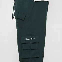 Man Casual Trousers Multi Pocket Cargo Pants - Forest Green