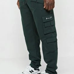 Man Casual Trousers Multi Pocket Cargo Pants - Forest Green
