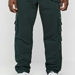 Man Casual Trousers Multi Pocket Cargo Pants - Forest Green