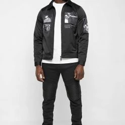 Man Jackets Satin Icon Jacket - Black