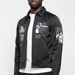 Man Jackets Satin Icon Jacket - Black
