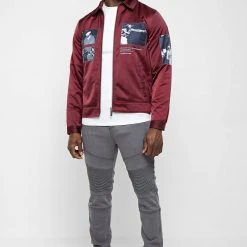 Man Jackets Satin Icon Jacket - Merlot