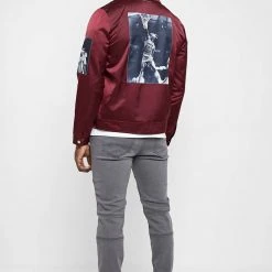 Man Jackets Satin Icon Jacket - Merlot