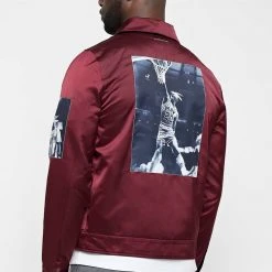 Man Jackets Satin Icon Jacket - Merlot