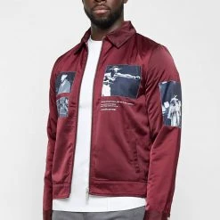 Man Jackets Satin Icon Jacket - Merlot