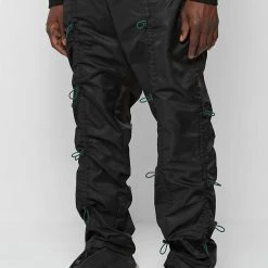 Man Casual Trousers CARGO PANTS Nylon Bungee Cargo Pant - Black / Green