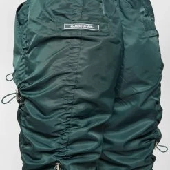 Woman Trousers Nylon Bungee Ruched Cargo Pants - Forest Green