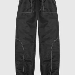 Woman Trousers TRACKSUITS Nylon Contrast Stitch Track Pants - Black