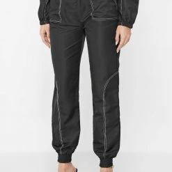 Woman Trousers TRACKSUITS Nylon Contrast Stitch Track Pants - Black