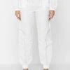 Woman Trousers Nylon Contrast Stitch Track Pants - White TRACKSUITS