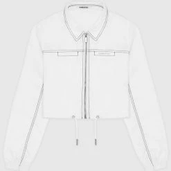 Woman Jackets Nylon Contrast Stitch Track Top - White