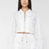 Woman Jackets Nylon Contrast Stitch Track Top - White