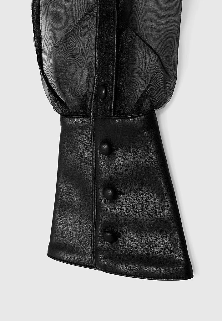 Woman Tops Organza Bodysuit - Black