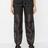 Woman Trousers Organza Cargo Trousers - Black