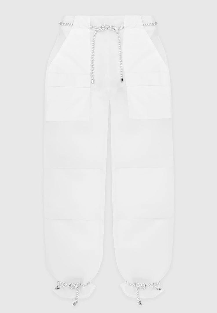 Woman Trousers CARGO PANTS & JOGGERS Organza Cargo Trousers - White