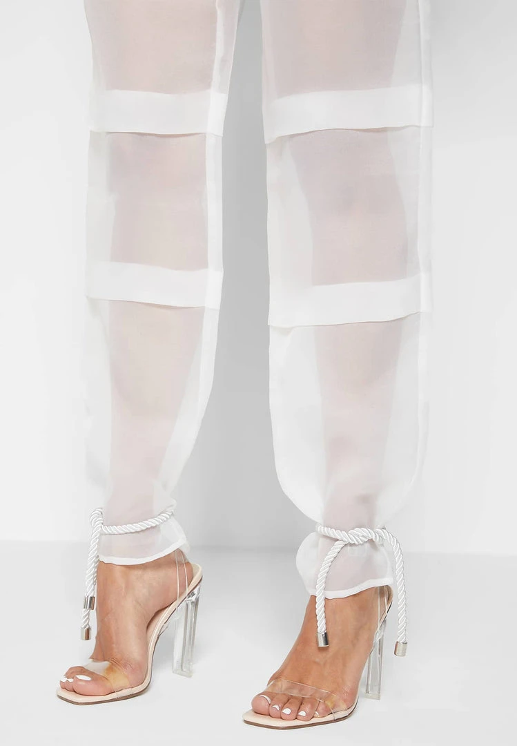 Woman Trousers CARGO PANTS & JOGGERS Organza Cargo Trousers - White