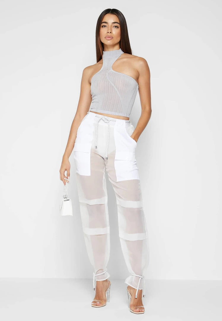 Woman Trousers CARGO PANTS & JOGGERS Organza Cargo Trousers - White