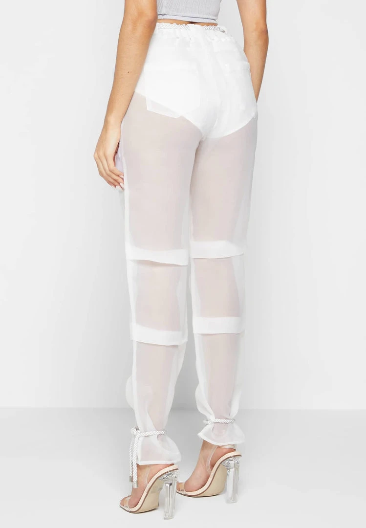 Woman Trousers CARGO PANTS & JOGGERS Organza Cargo Trousers - White