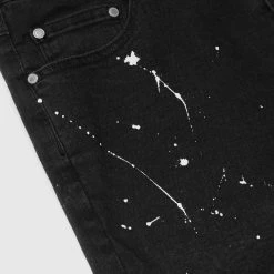Man Denim Paint Splatter Jeans - Black
