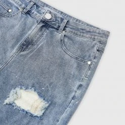 Man Denim Paint Splatter Jeans - Stonewash Blue