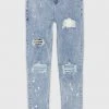 Man Denim Paint Splatter Jeans - Stonewash Blue