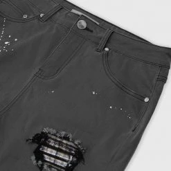 Man Denim Paint Splatter Jeans - Stonewash Grey