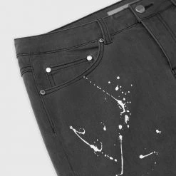Man Denim Paint Splatter Jeans - Stonewash Grey