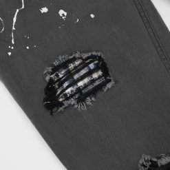 Man Denim Paint Splatter Jeans - Stonewash Grey