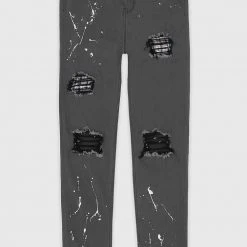 Man Denim Paint Splatter Jeans - Stonewash Grey