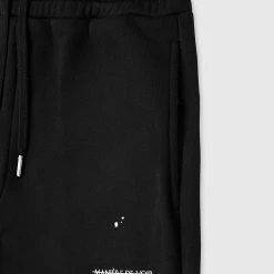 Man Tracksuit Bottoms Paint Splatter & Distressed Track Pants - Black TRACKSUITS