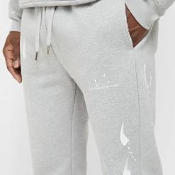 Man Tracksuit Bottoms TRACKSUITS Paint Splatter & Distressed Track Pants - Grey