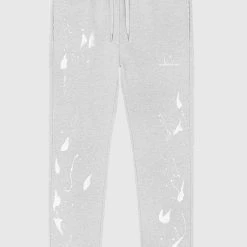 Man Tracksuit Bottoms TRACKSUITS Paint Splatter & Distressed Track Pants - Grey