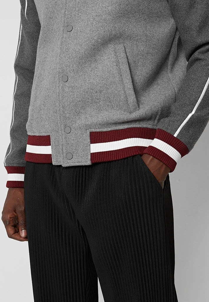 Man Jackets Panther Varsity Jacket - Grey