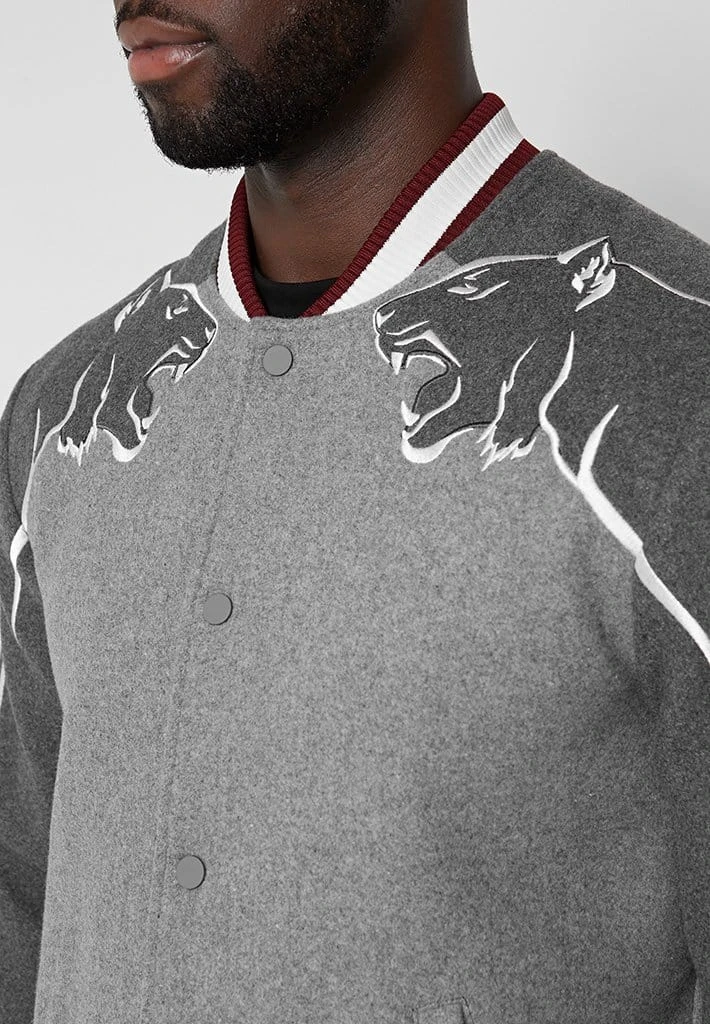 Man Jackets Panther Varsity Jacket - Grey