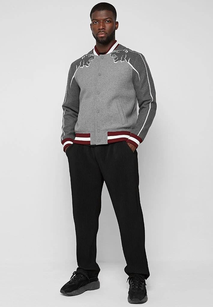 Man Jackets Panther Varsity Jacket - Grey