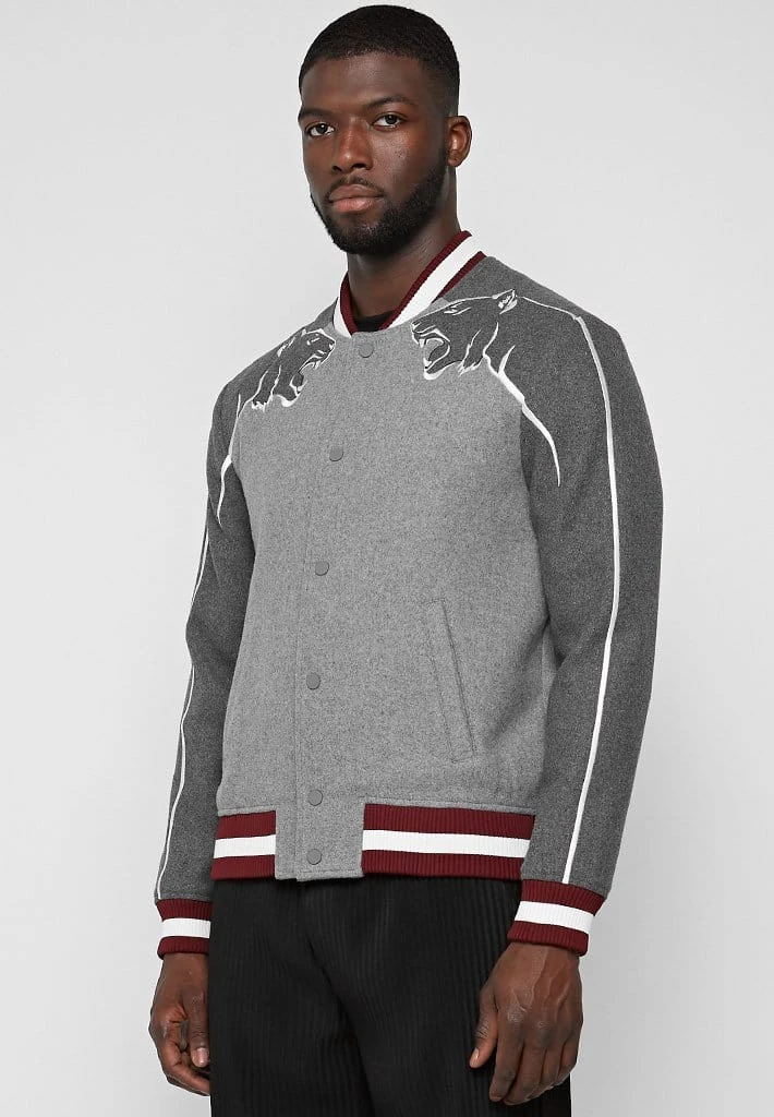 Man Jackets Panther Varsity Jacket - Grey