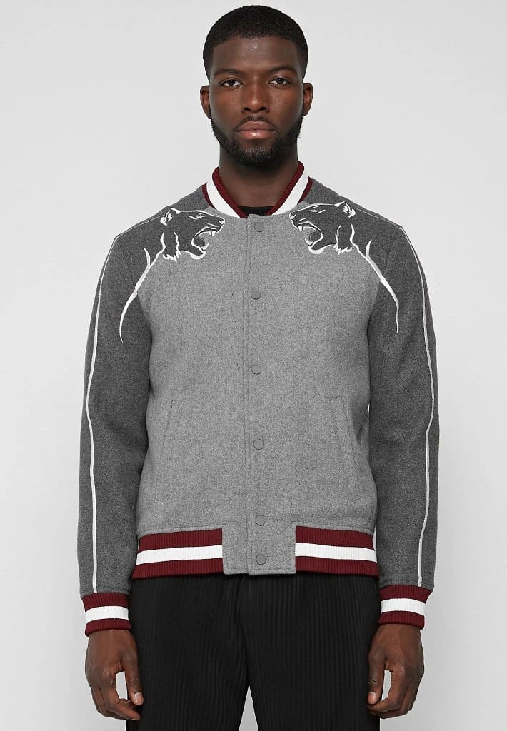 Man Jackets Panther Varsity Jacket - Grey