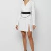 Woman Dresses Pinstripe Blazer Dress - White