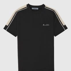 Man T-Shirts SHORTS SETS Piped T-Shirt - Black
