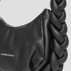 Woman Accessories Plaited Rope Handbag - Black