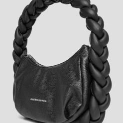Woman Accessories Plaited Rope Handbag - Black