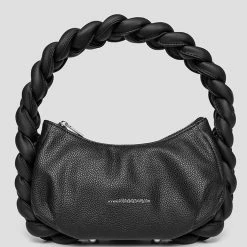 Woman Accessories Plaited Rope Handbag - Black