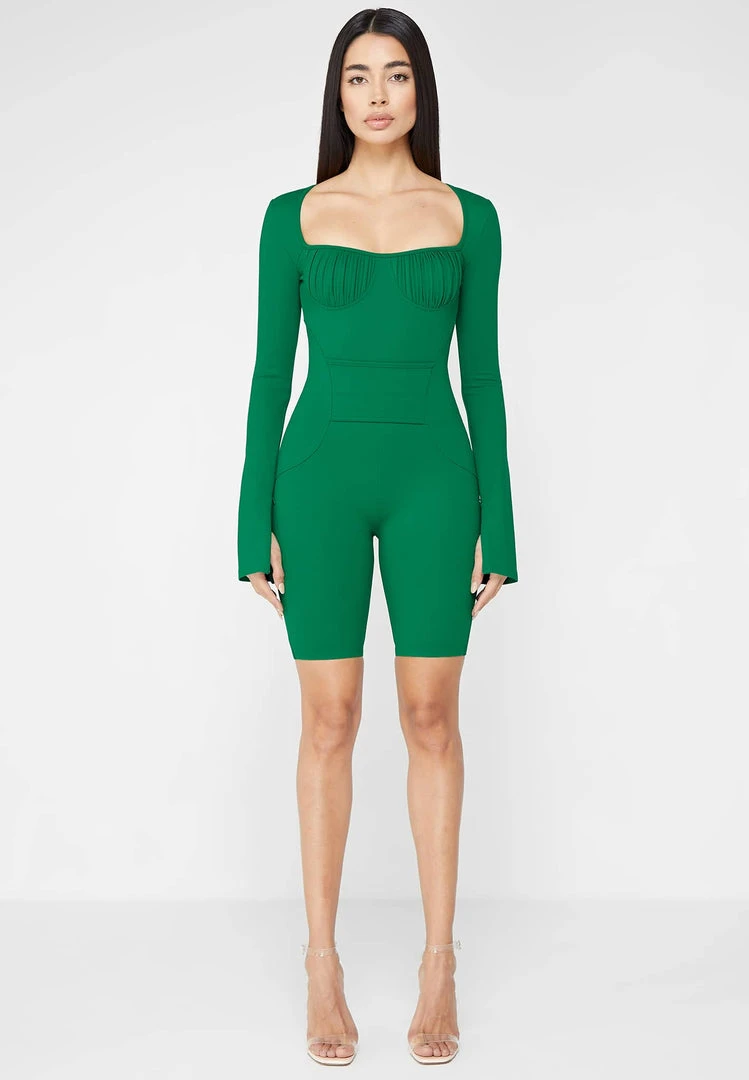Woman Jumpsuits JUMPSUITS & PLAYSUITS Pleated Bandage Playsuit - Green