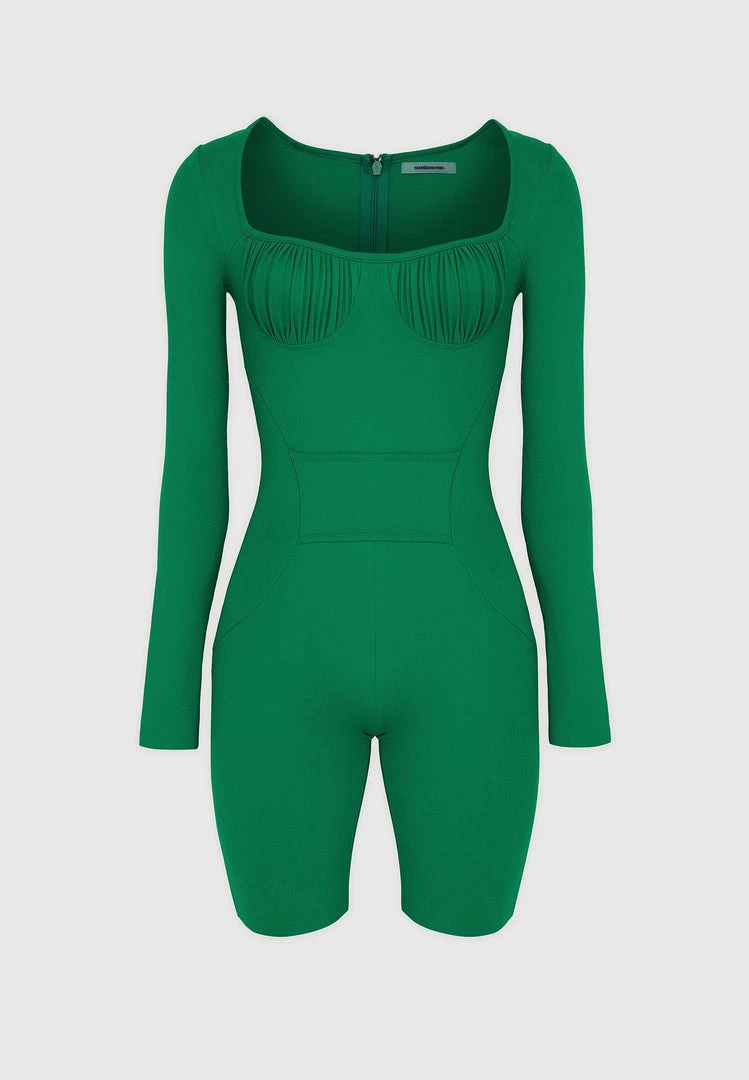 Woman Jumpsuits JUMPSUITS & PLAYSUITS Pleated Bandage Playsuit - Green
