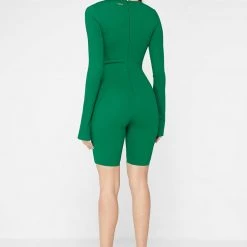 Woman Jumpsuits JUMPSUITS & PLAYSUITS Pleated Bandage Playsuit - Green