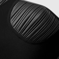 Woman Jumpsuits Pleated Vegan Leather & Bandage Playsuit - Black JUMPSUITS & PLAYSUITS