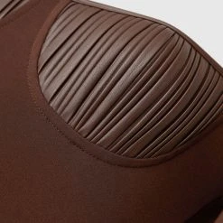 Woman Jumpsuits Pleated Vegan Leather & Bandage Playsuit - Brown