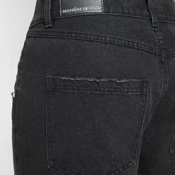 Man Denim Straight Leg Jeans With Poppers - Stonewash Black