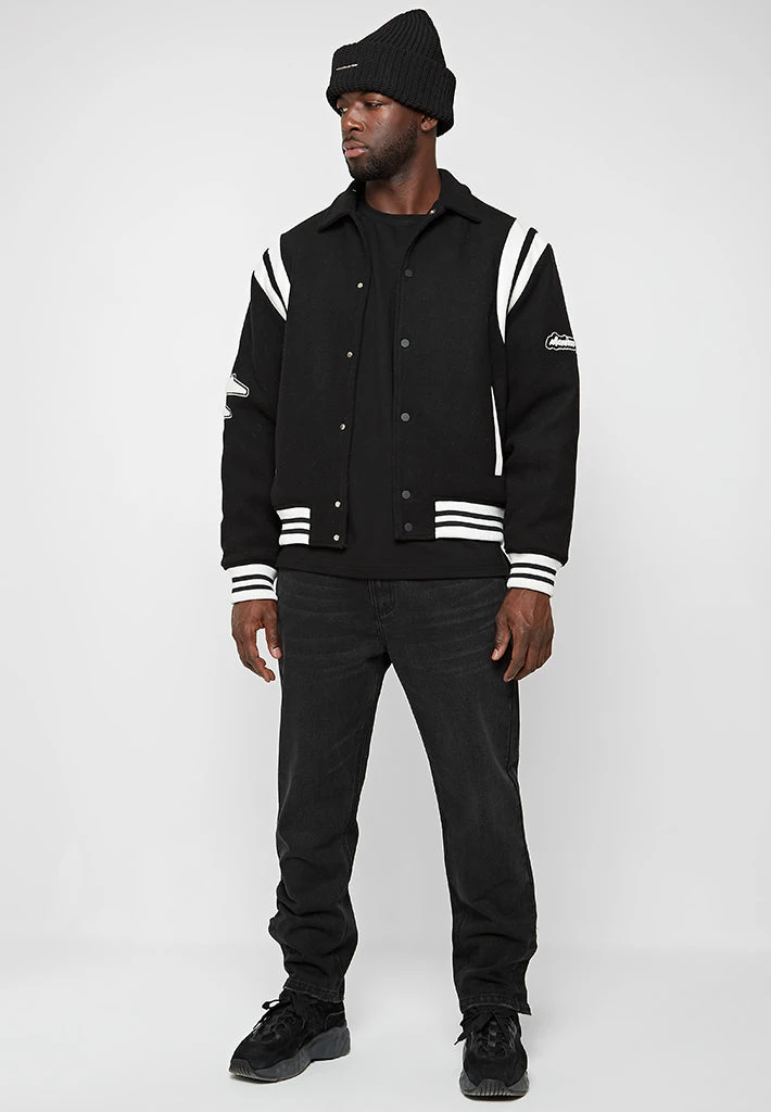 Man Denim Straight Leg Jeans With Poppers - Stonewash Black